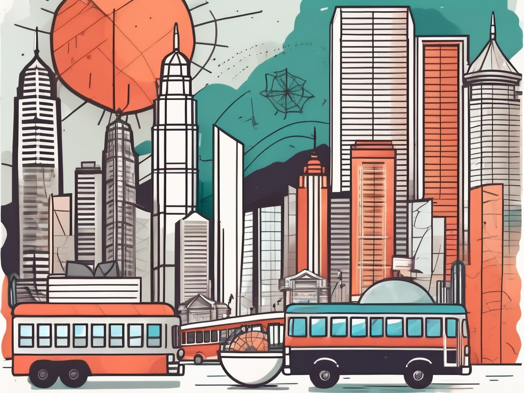 A vibrant hong kong cityscape with iconic landmarks