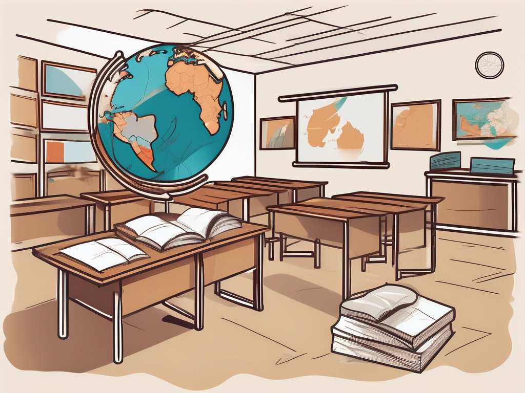 A classroom with diverse cultural symbols