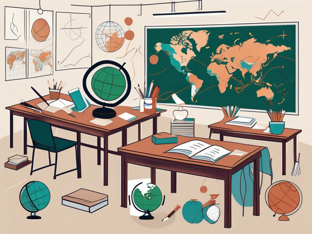 A classroom setting with diverse cultural symbols