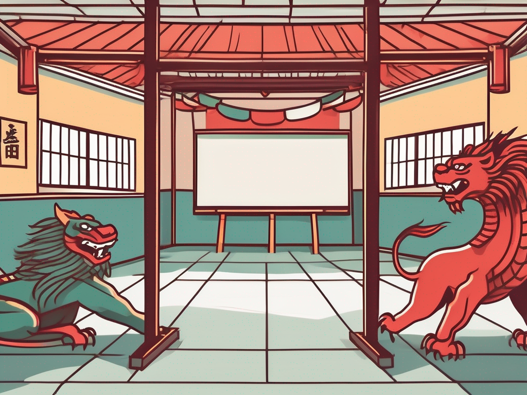 A traditional hong kong classroom setting with diverse cultural symbols
