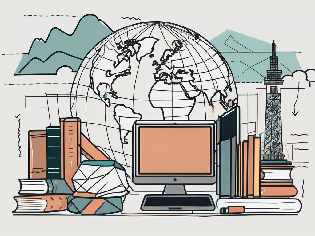 A diverse assortment of educational tools such as books