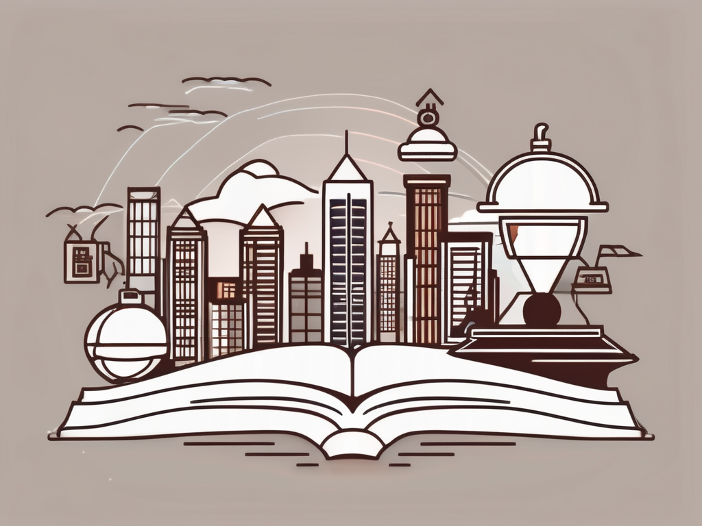 A balanced scale with symbols of education like books