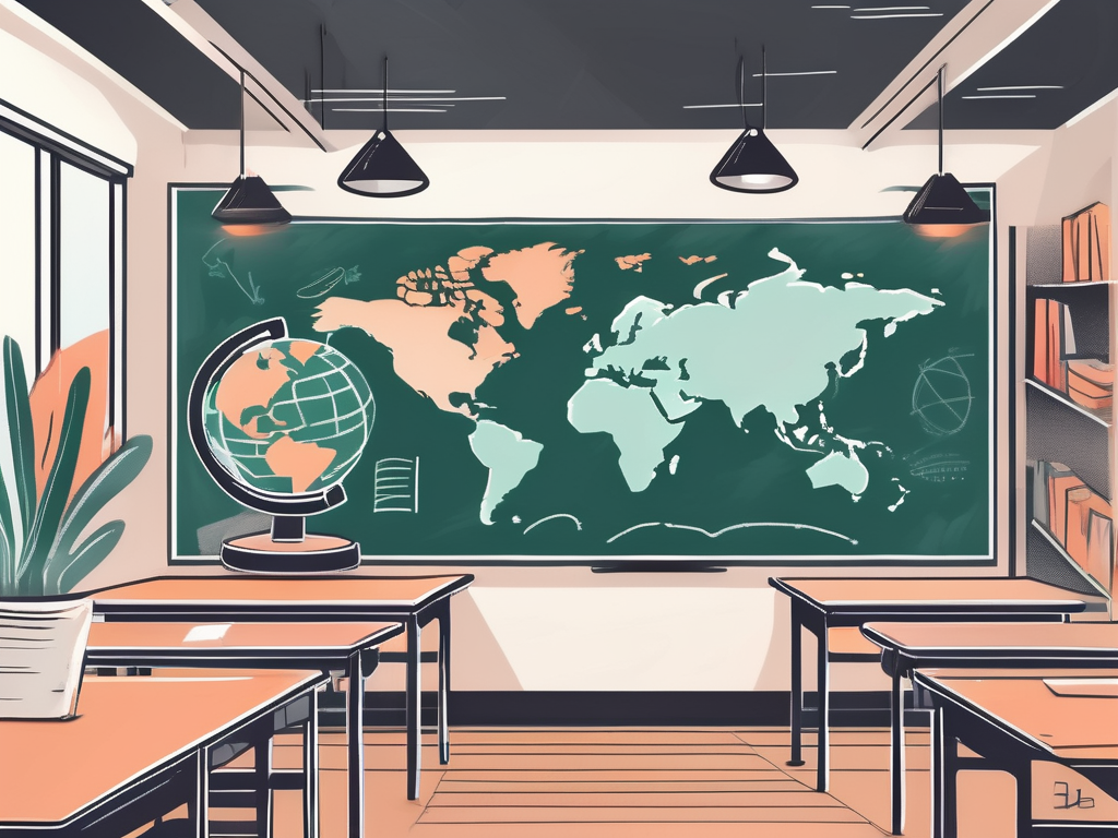 A classroom setting in malaysia with chalkboard