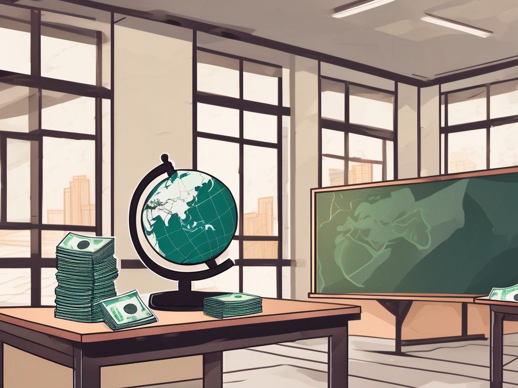 A classroom setting in china with a chalkboard