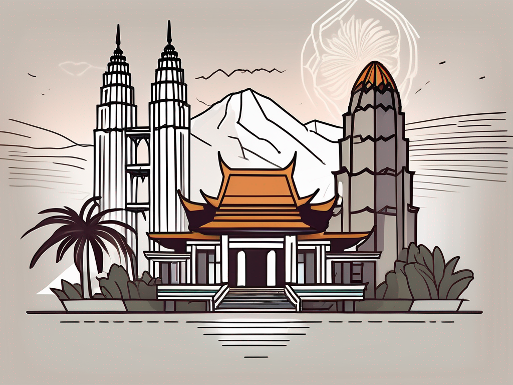 A resume placed on a desk with iconic malaysian elements like the petronas twin towers