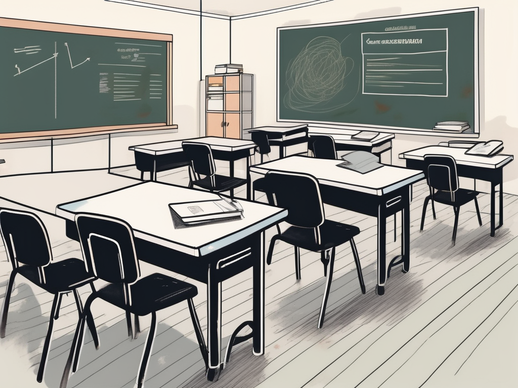 A south korean classroom with a chalkboard