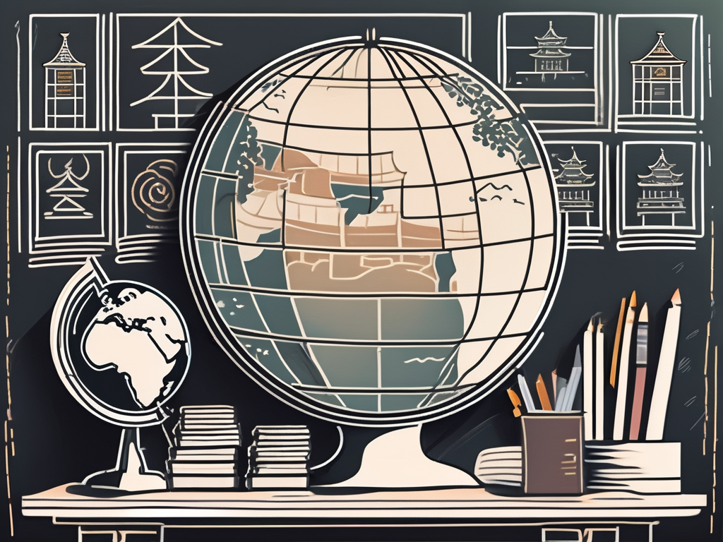 A classroom setting with iconic chinese elements