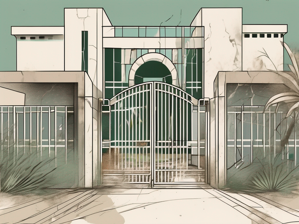 A university campus in the united arab emirates with visible signs of neglect and deterioration