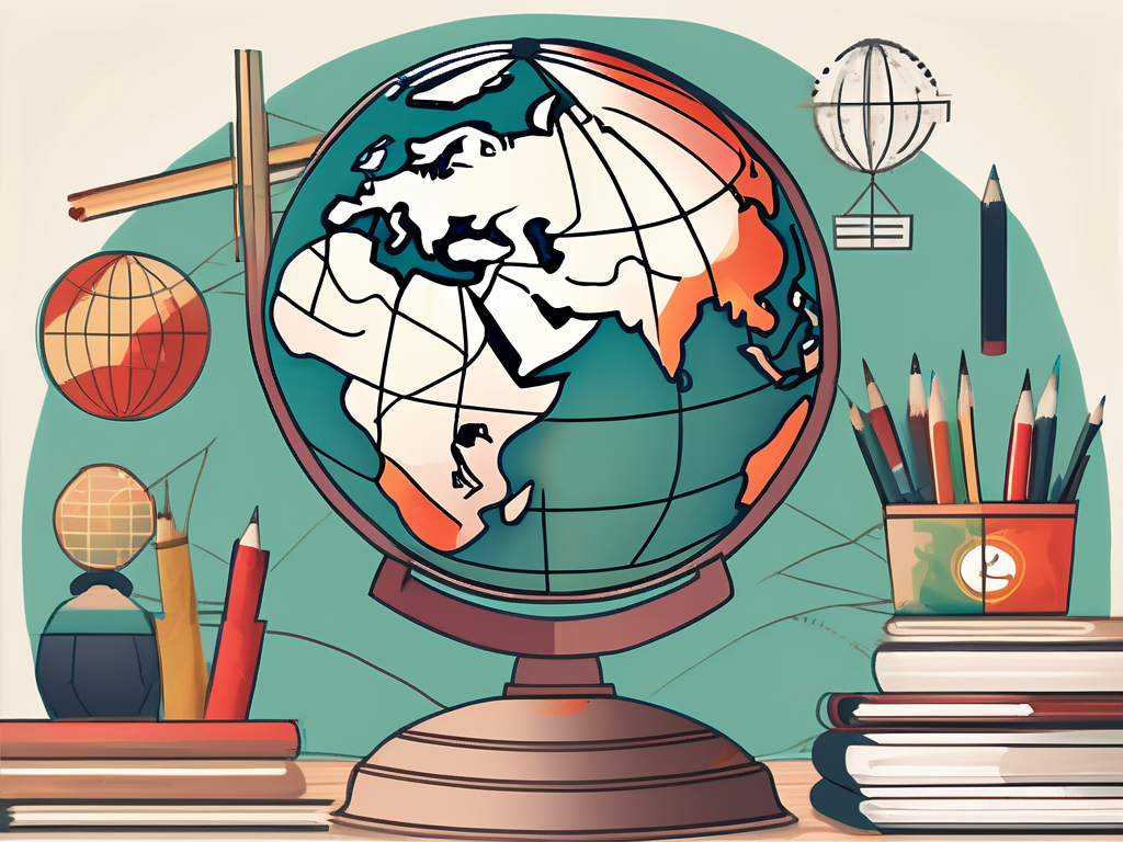 A classroom setting with diverse educational tools representing different cultures