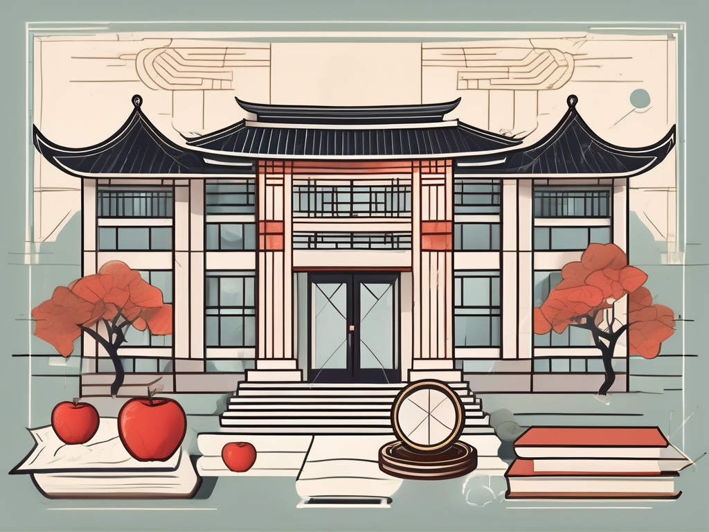 A school building with traditional chinese architectural elements