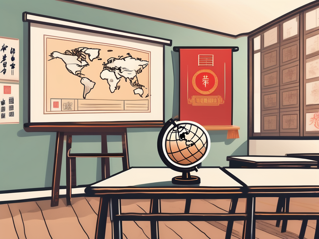 A classroom setting with chinese cultural elements