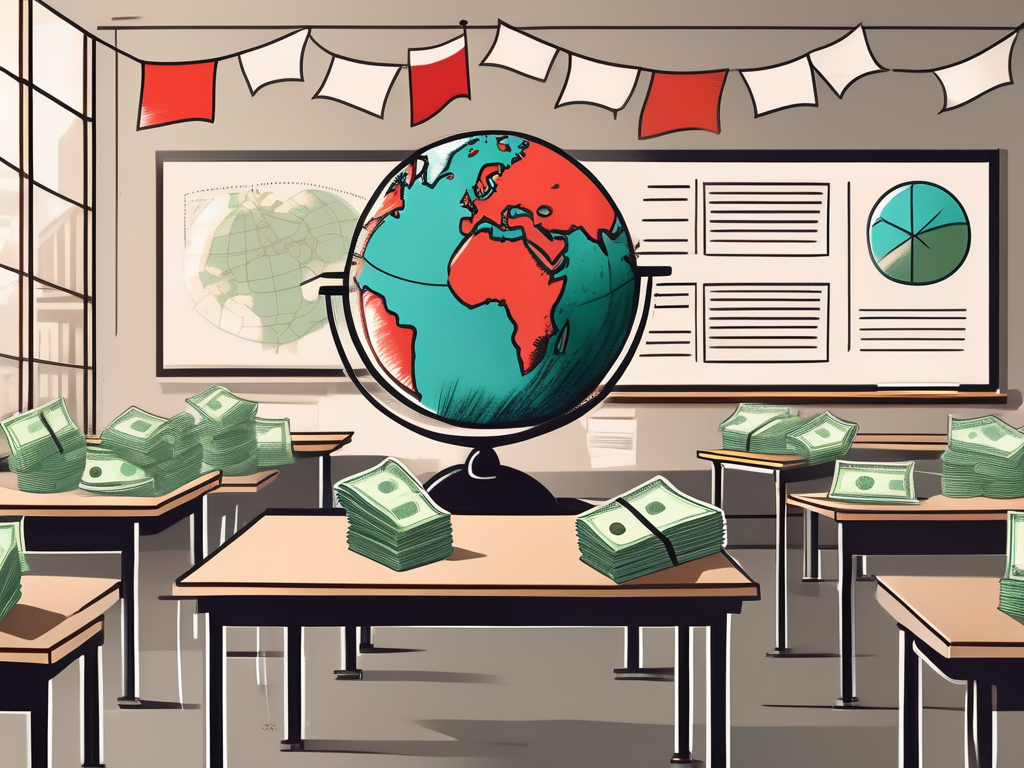 A classroom with a globe