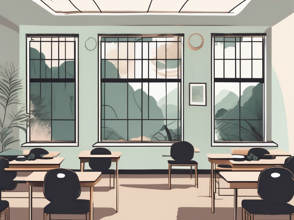 A malaysian classroom setting with elements signifying tranquility and well-being