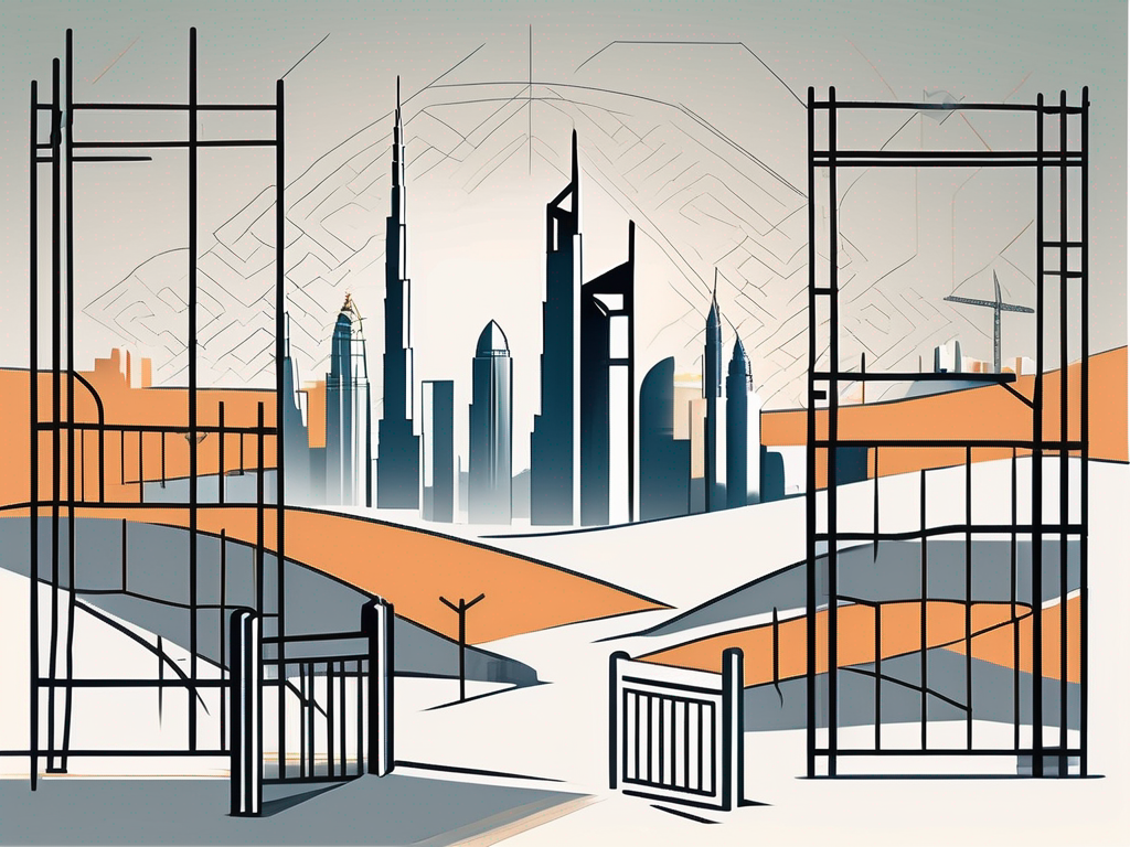 A symbolic representation of dubai's skyline with six different