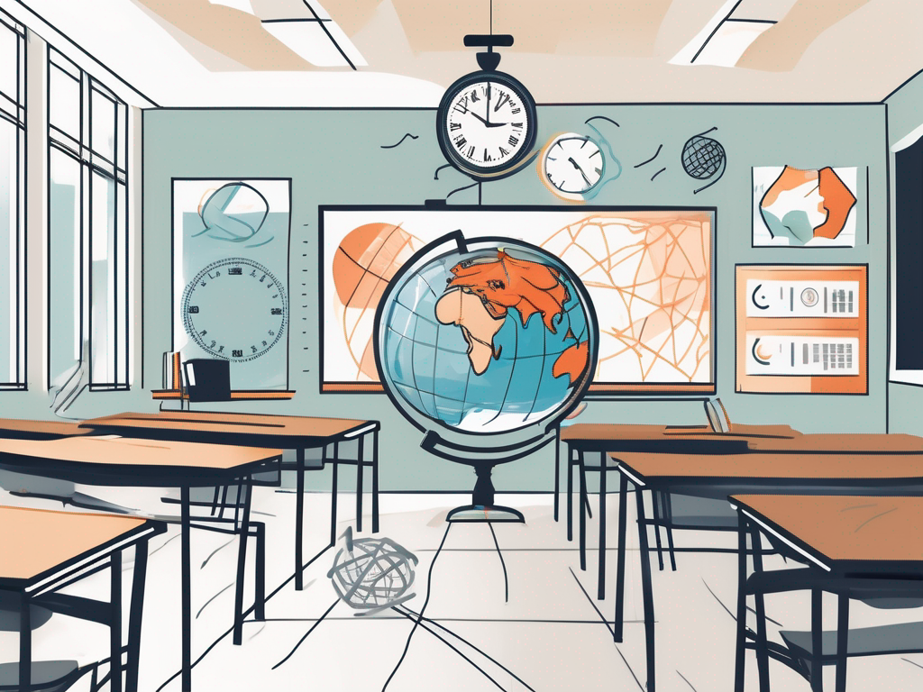 A classroom with diverse cultural symbols