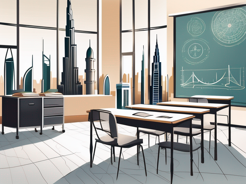 A classroom setting in dubai with various educational tools