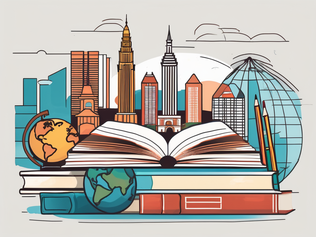 A diverse collection of school supplies like books