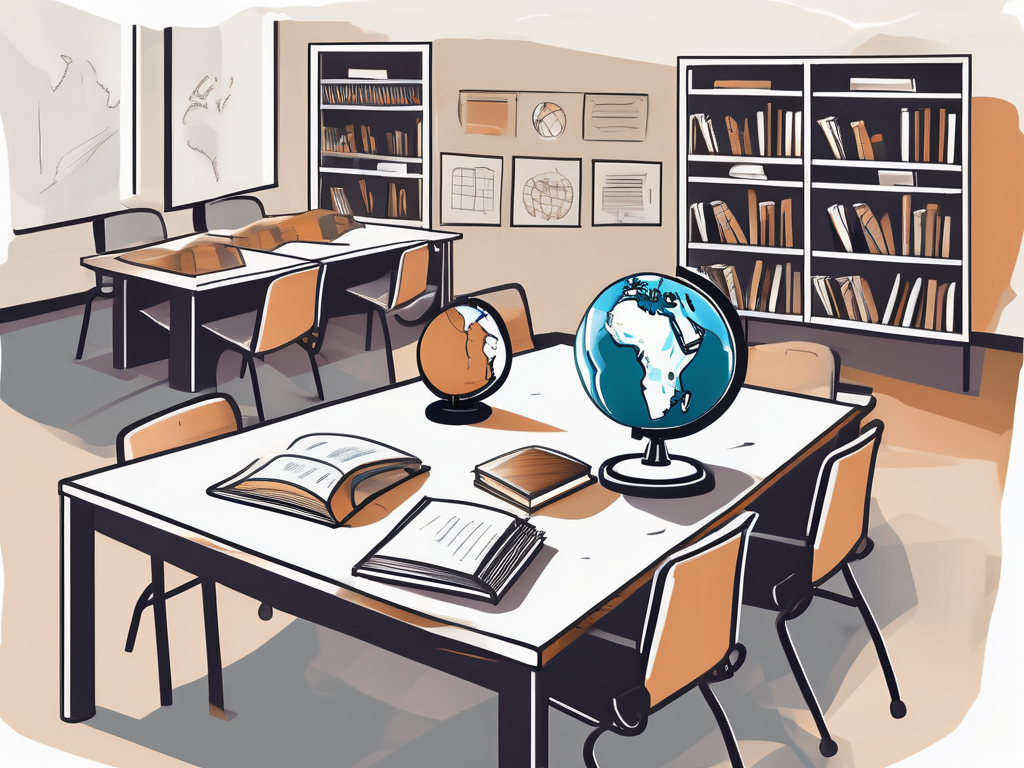 A classroom in dubai with esl (english as a second language) materials like books