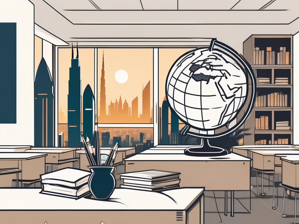 A classroom setting in dubai with teaching tools like books