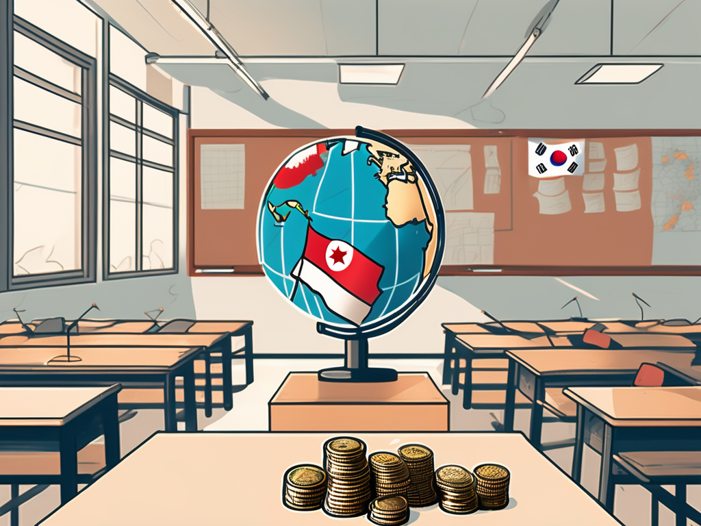 A south korean classroom with a globe