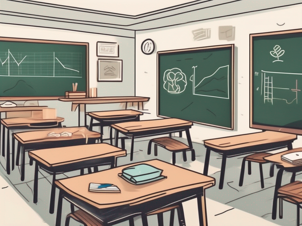 A classroom with a chalkboard