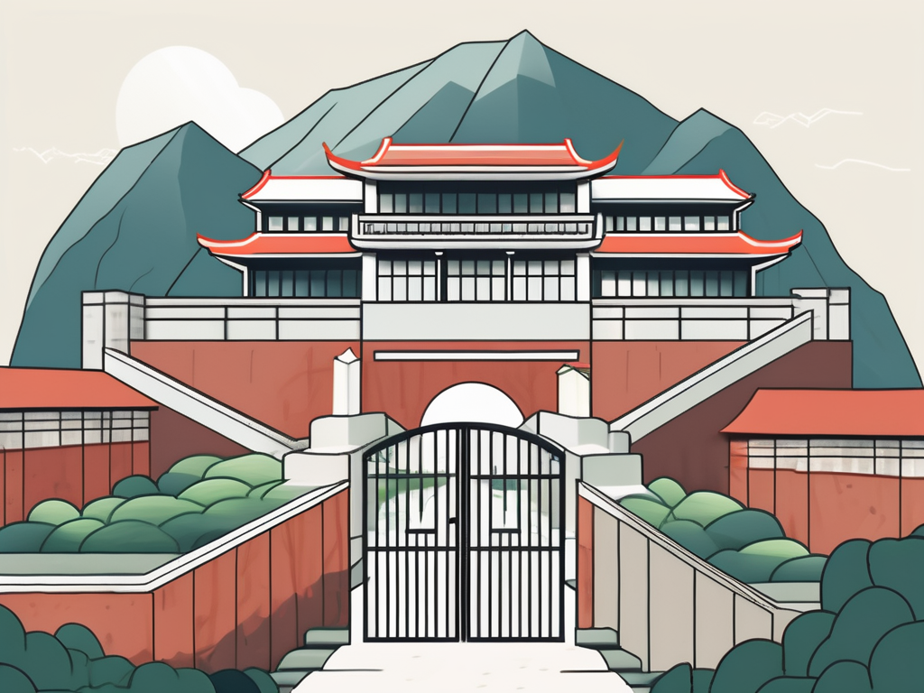 A schoolhouse with locked gates