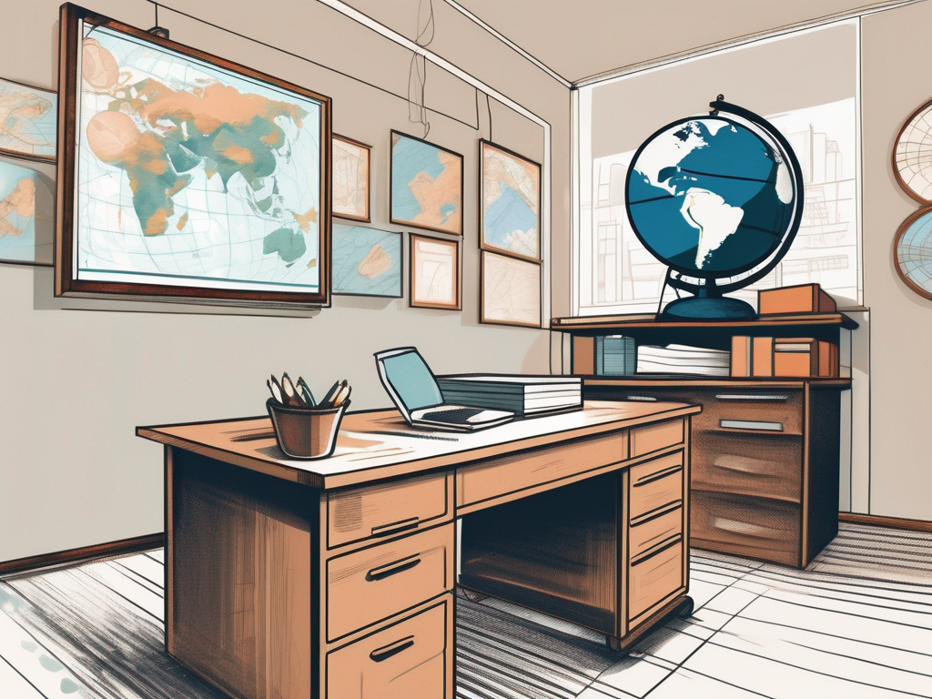 A classroom setting with a world globe focused on taiwan