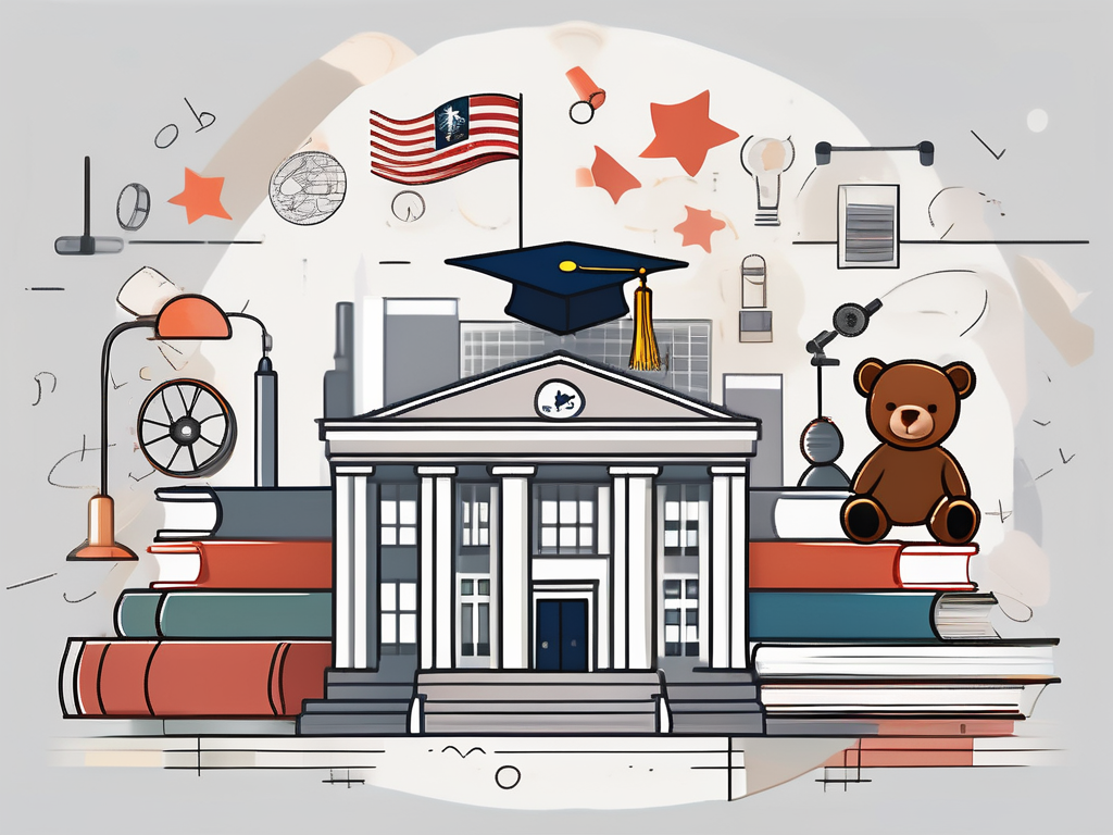 A school building with the malaysian flag fluttering on top