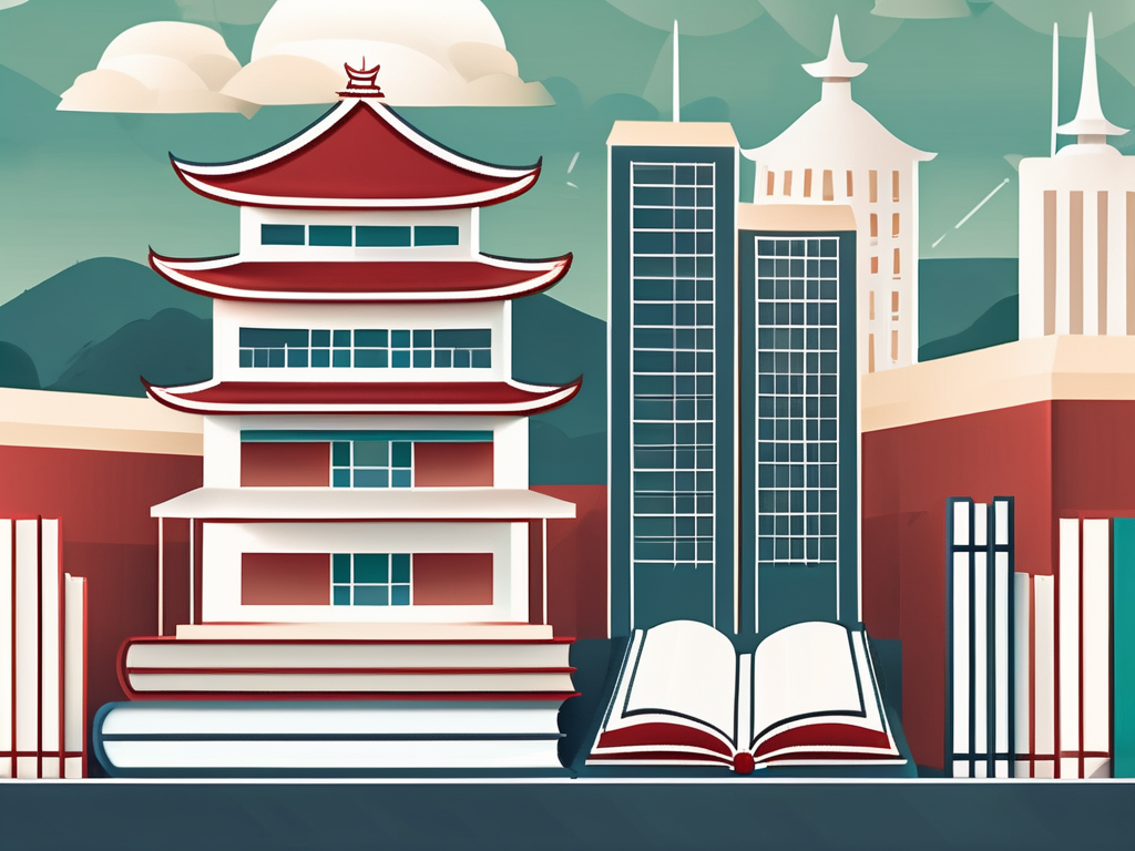 A school building with taiwan's iconic landmarks in the background