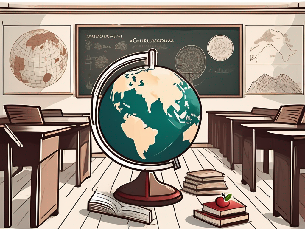 A classroom setting with indonesian cultural elements