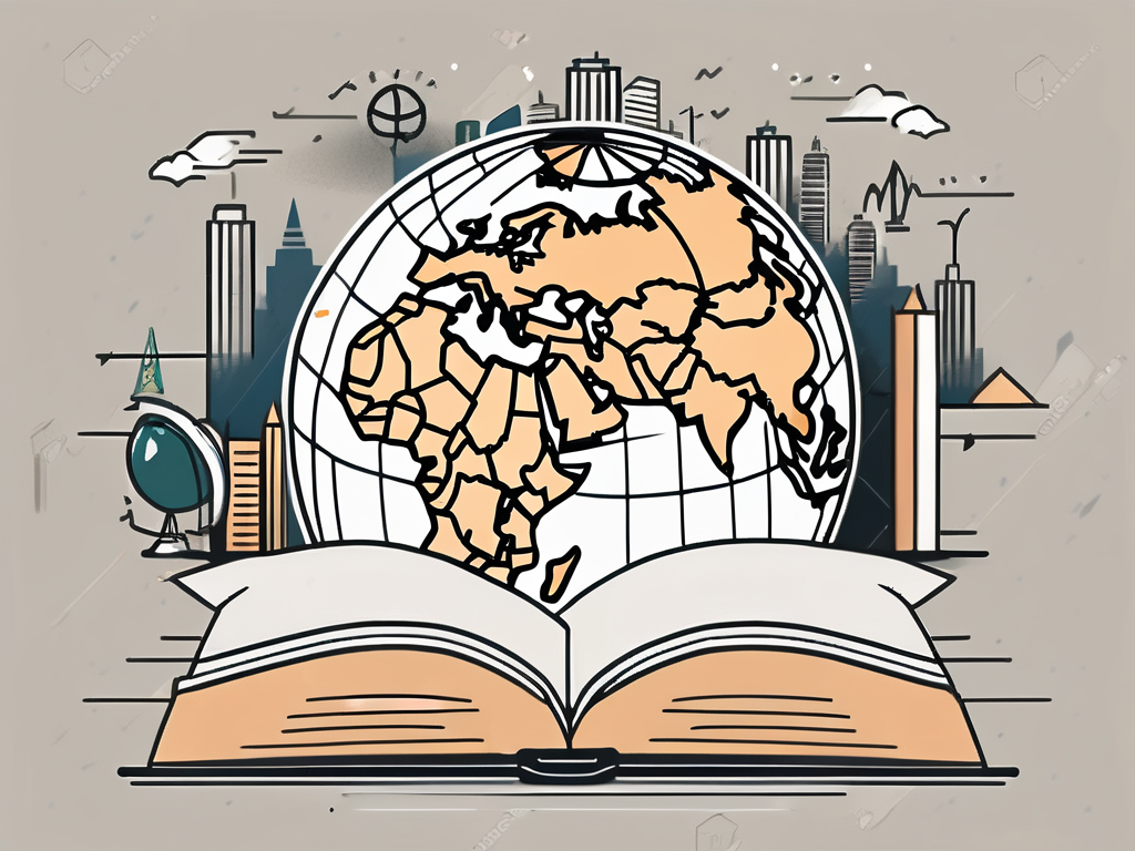 A globe with a pathway leading from a generic country to the united arab emirates