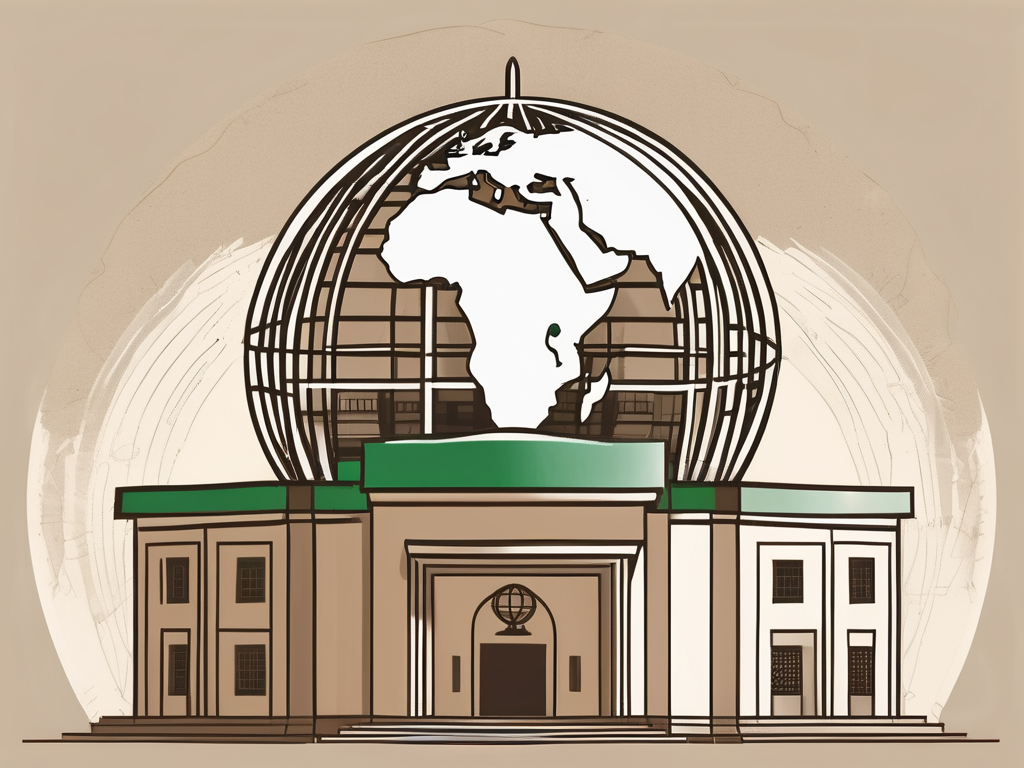 A traditional saudi arabian school building with a globe in the foreground