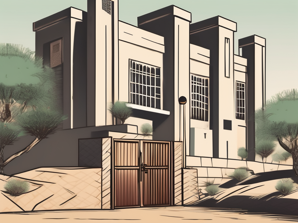 A traditional saudi arabian schoolhouse with six different barriers such as a wall