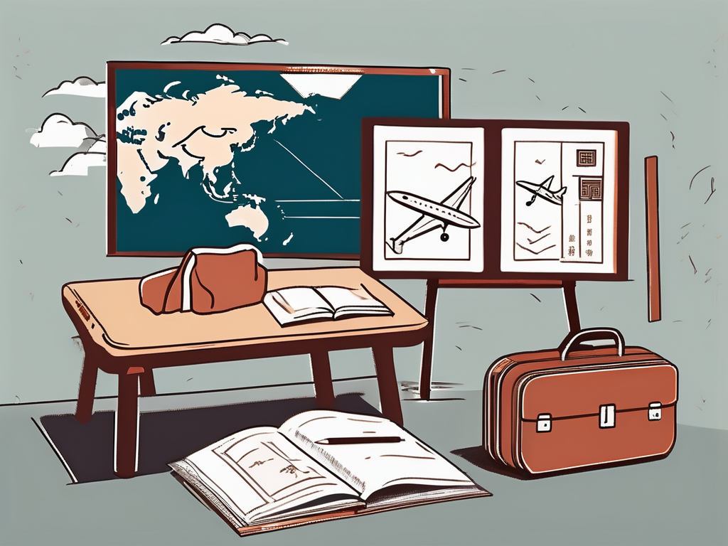 A traditional chinese classroom with teaching materials and cultural elements