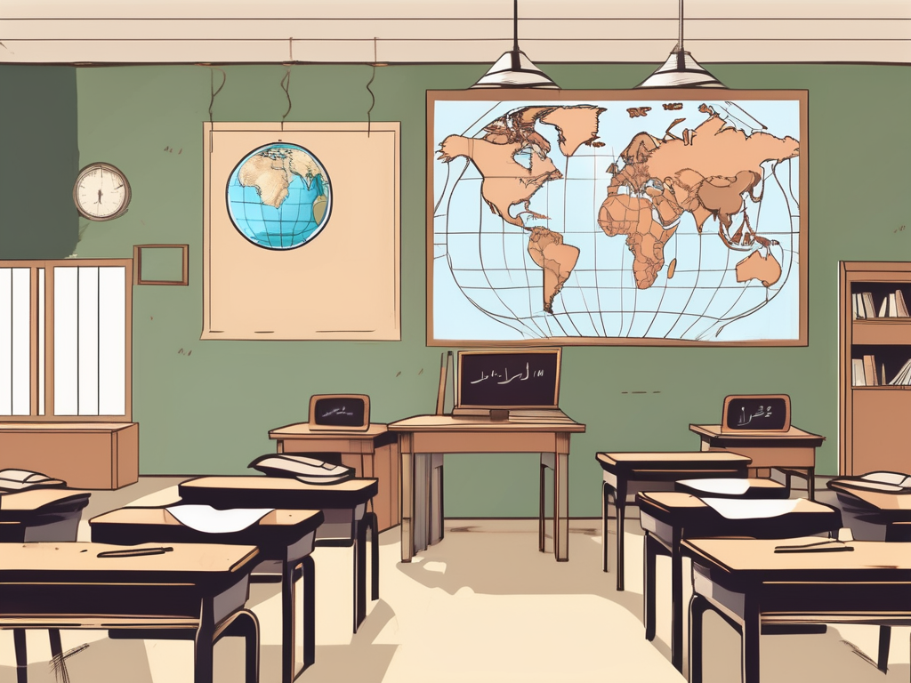 A traditional saudi arabian classroom with a chalkboard