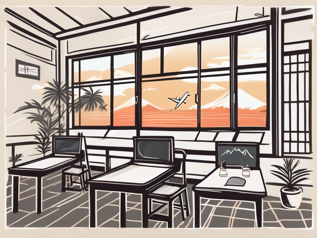 A traditional vietnamese classroom with a chalkboard