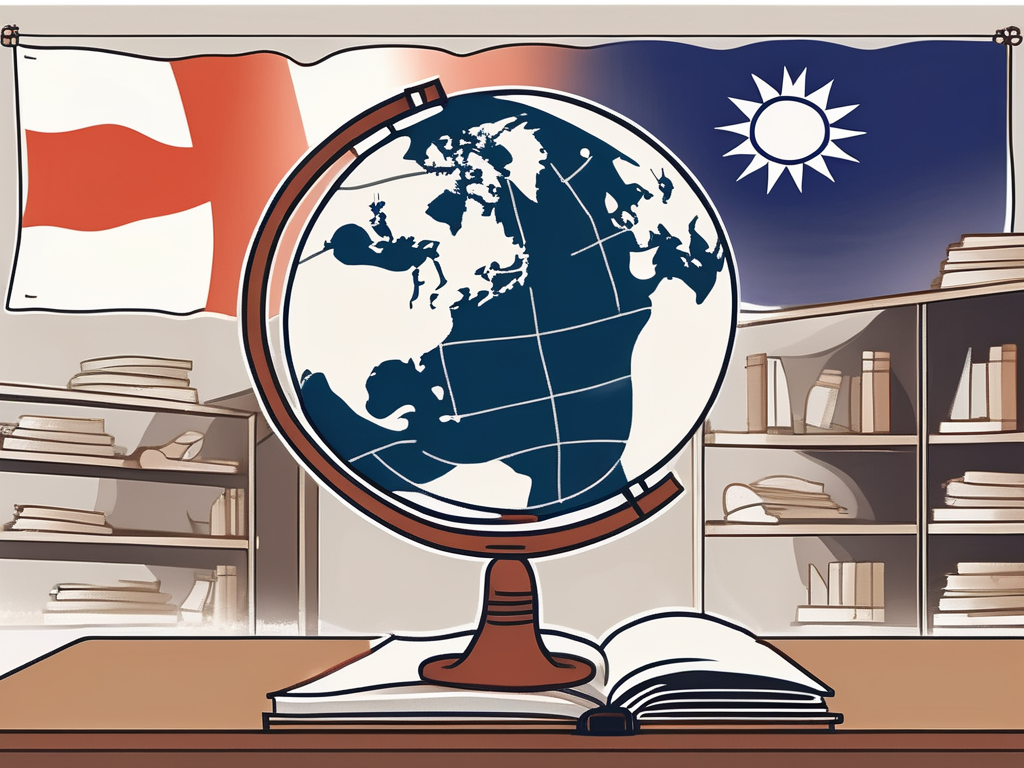 A classroom setting with a globe
