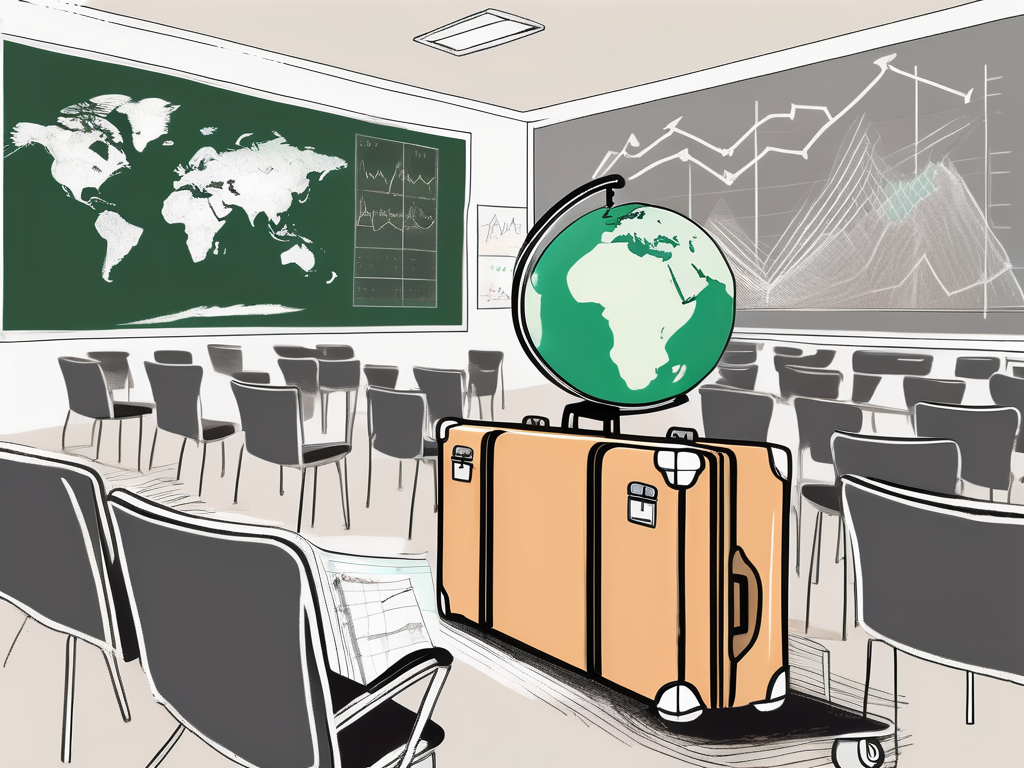 A classroom setting with a globe highlighting saudi arabia