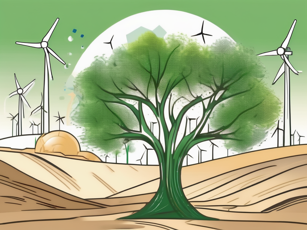 The saudi arabian landscape with elements representing environmental education