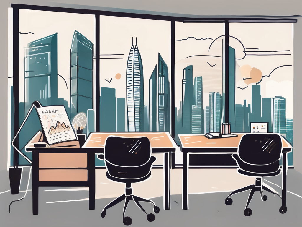 A classroom setting with a chalkboard displaying symbols of two different languages