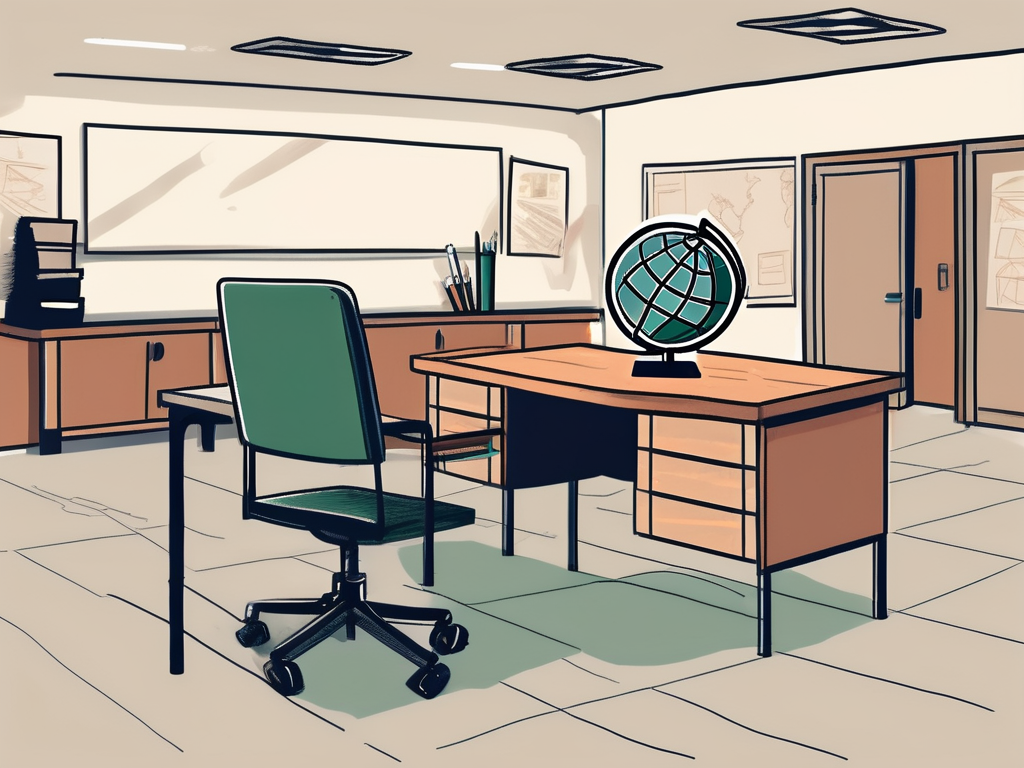 A classroom scene with a globe