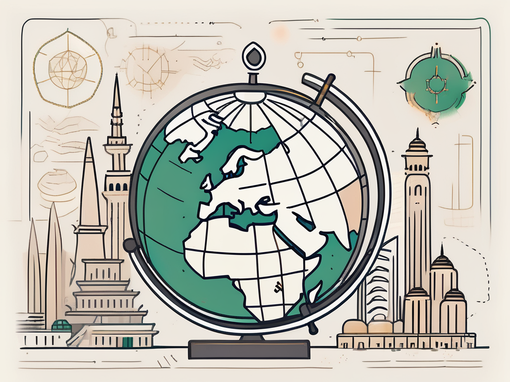 A globe with saudi arabia highlighted