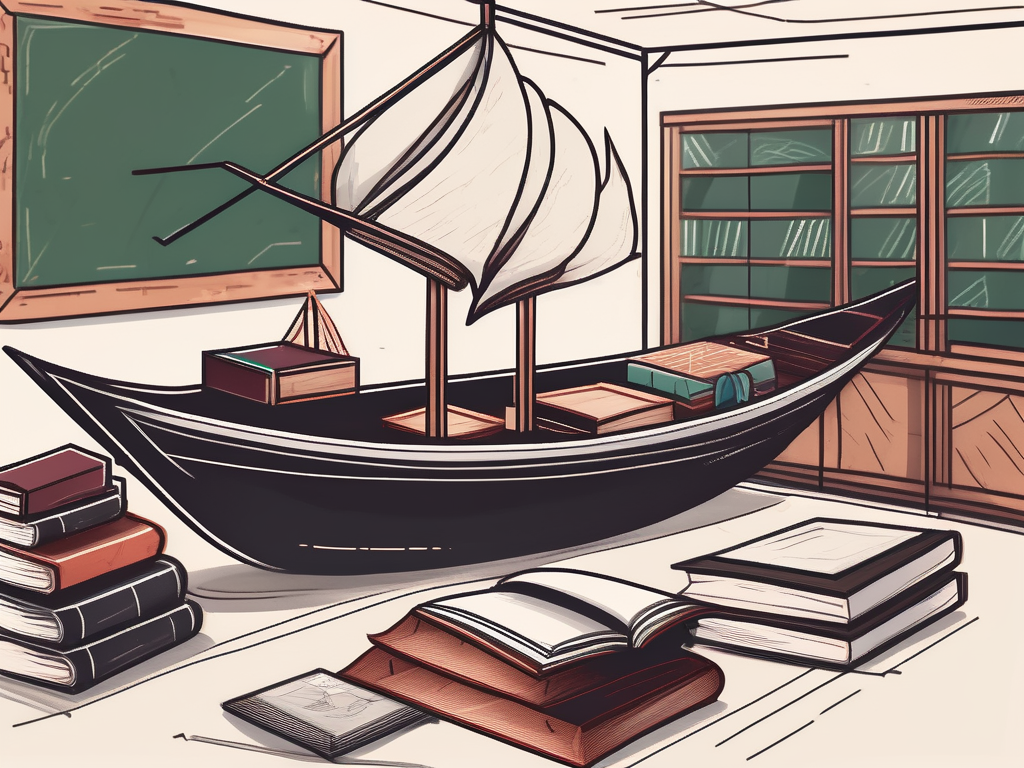 A classroom setting with iconic symbols of vietnam and qatar