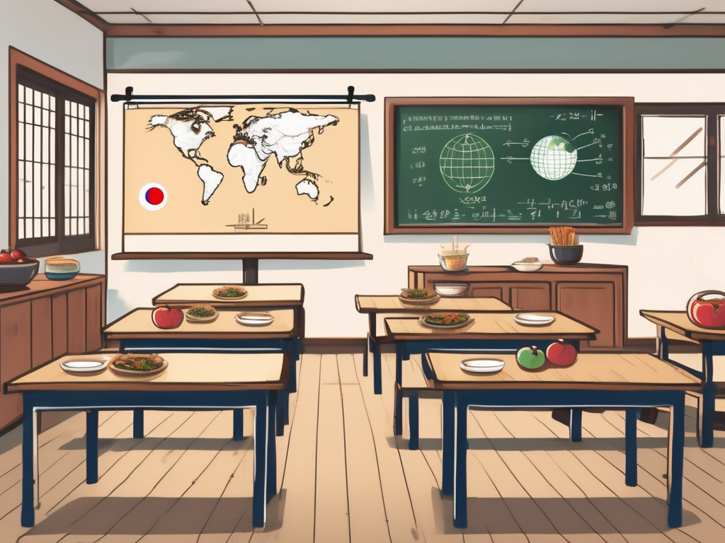 A south korean classroom with traditional elements