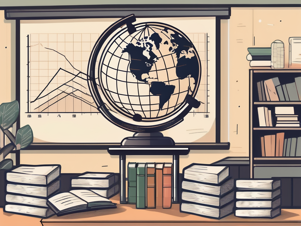 A classroom setting with a globe