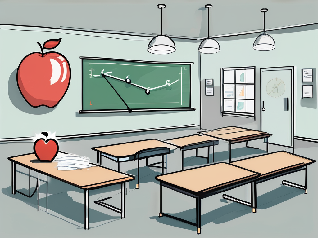 A classroom setting in singapore with various elements like an apple (symbolizing education)
