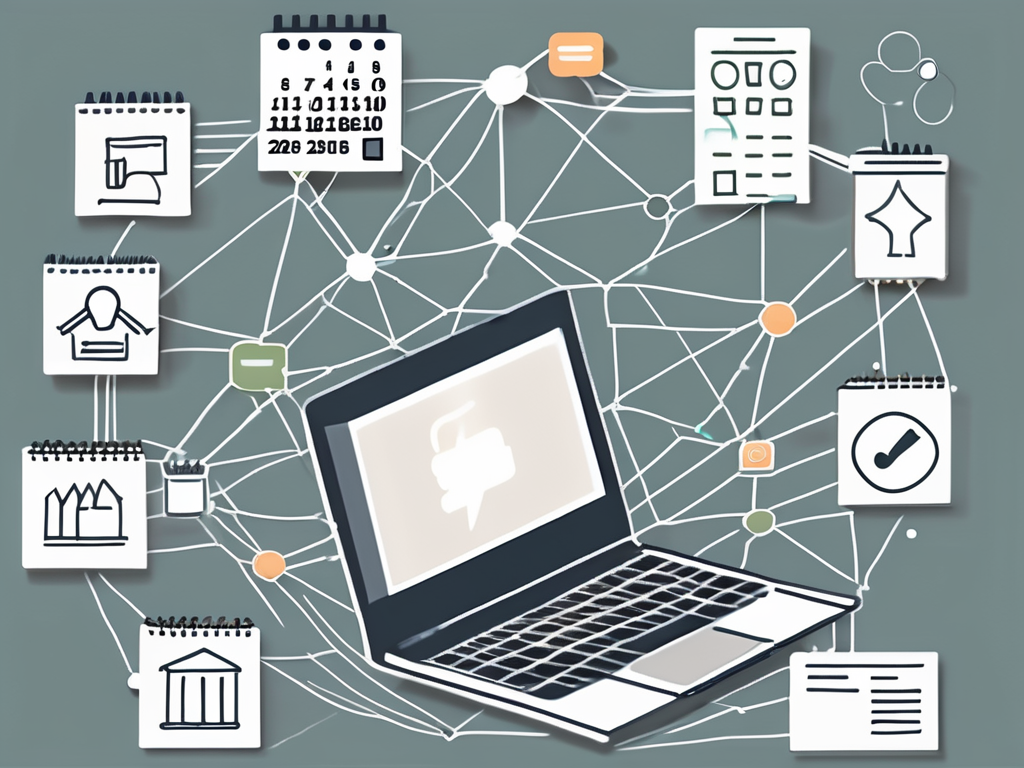 A laptop with social media icons