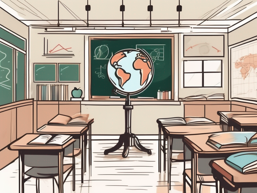 A classroom setting in singapore with various teaching tools and elements such as a globe
