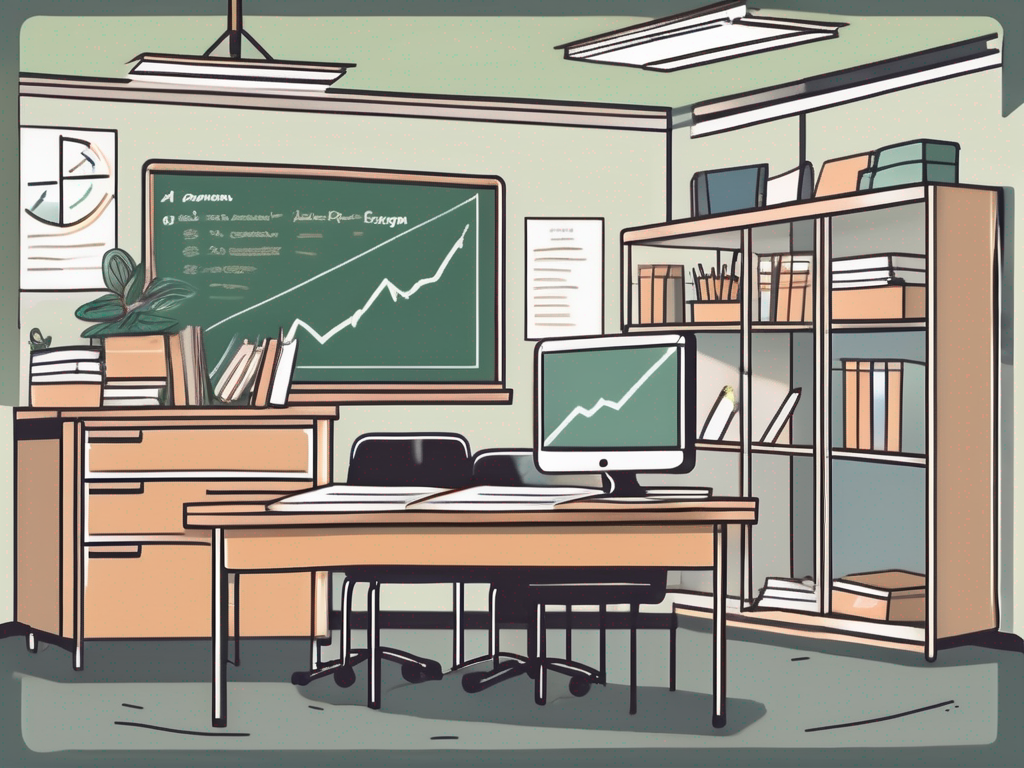 A classroom scene in singapore with a teacher's desk