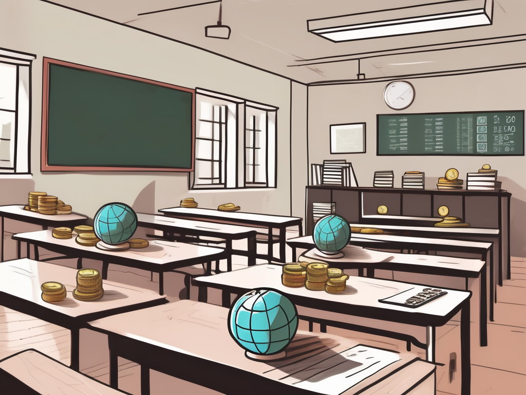 A classroom scene in thailand with a chalkboard